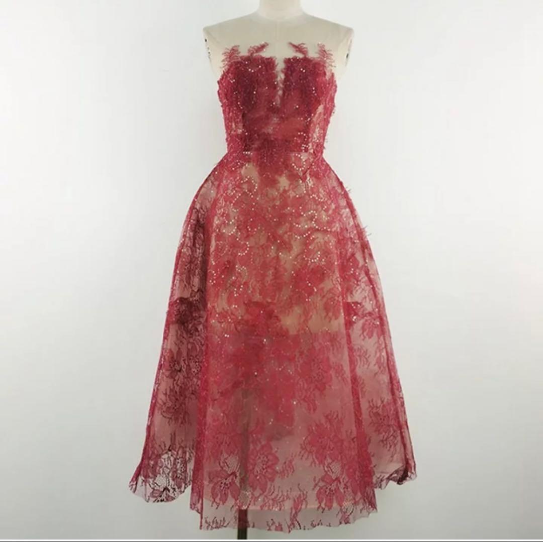 【美品】musele シアーレースビスチェロングドレス