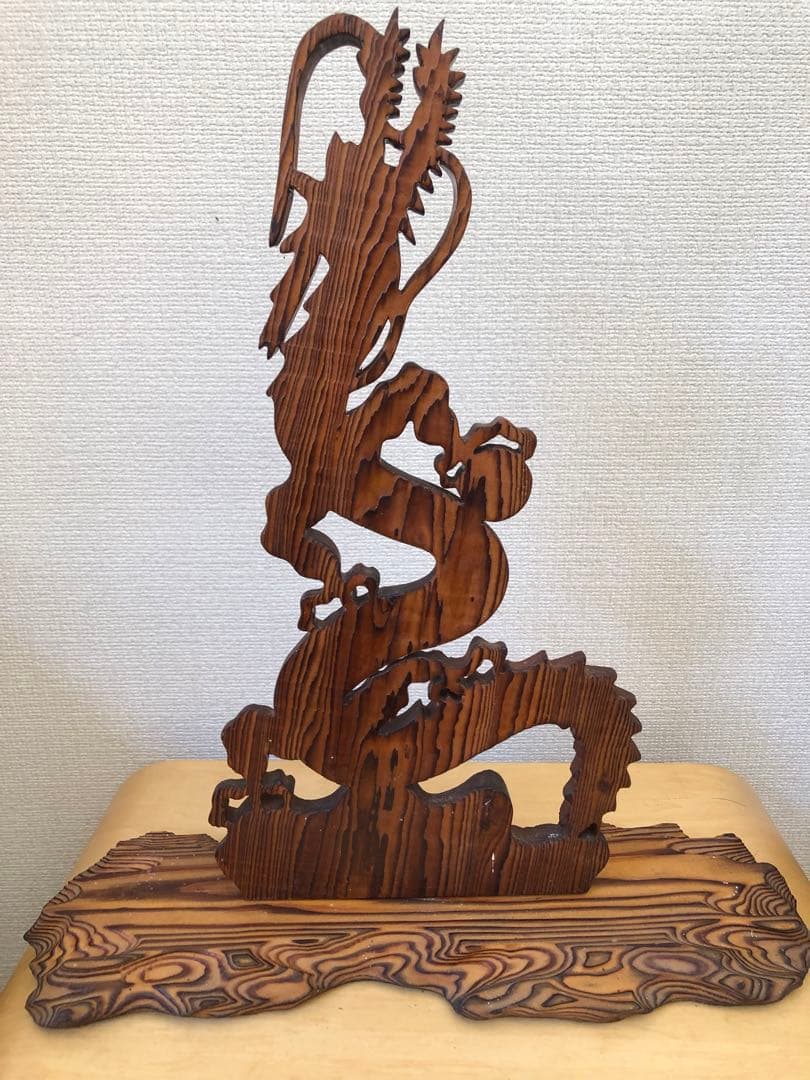 昇龍　置物　木製木彫り　彫刻　オブジェ　屋久杉？