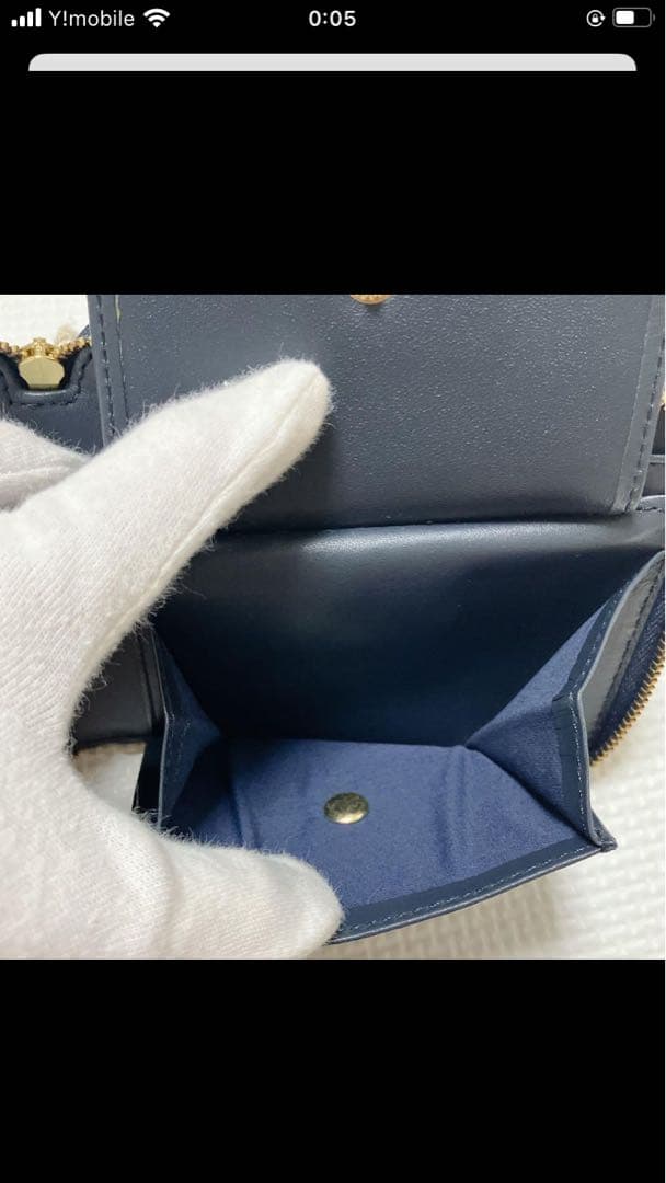 未使用A.P.C ラウンドジップ二つ折り財布　デニム×レザー　ゴールド×ネイビー