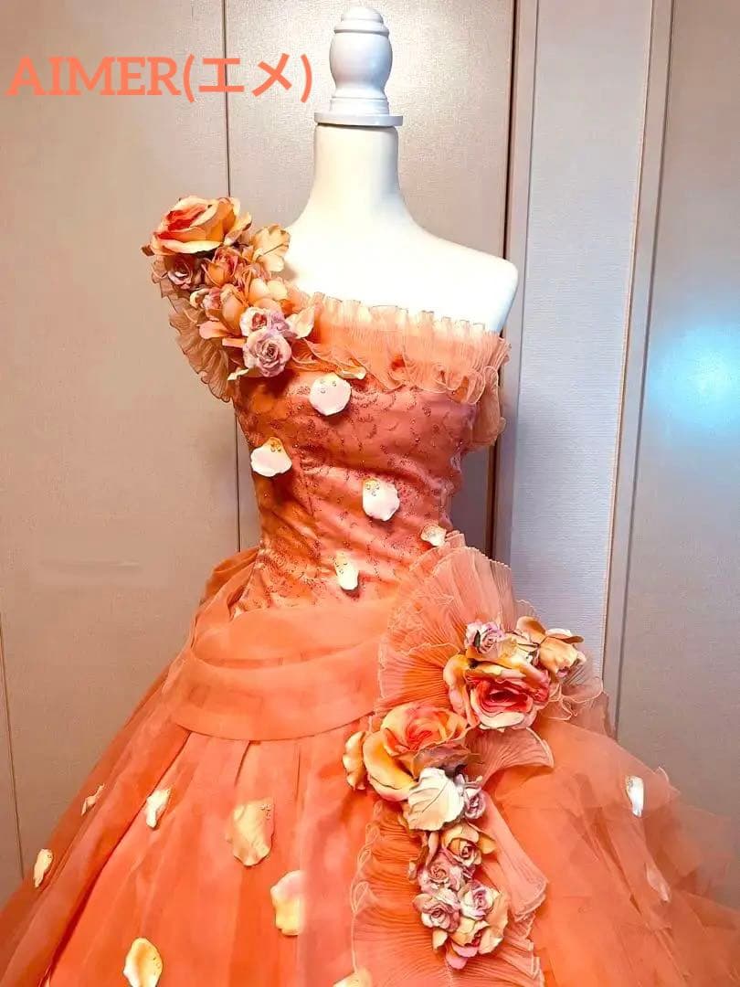 【お値下げ中】AIMER♥︎サーモンピンク(オレンジ)ドレス【エメ】