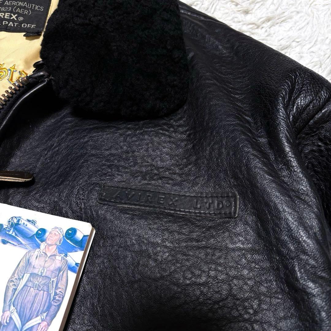 【新品未使用】AVILEX 7823 G1 ボア付きフライトジャケット ブラック