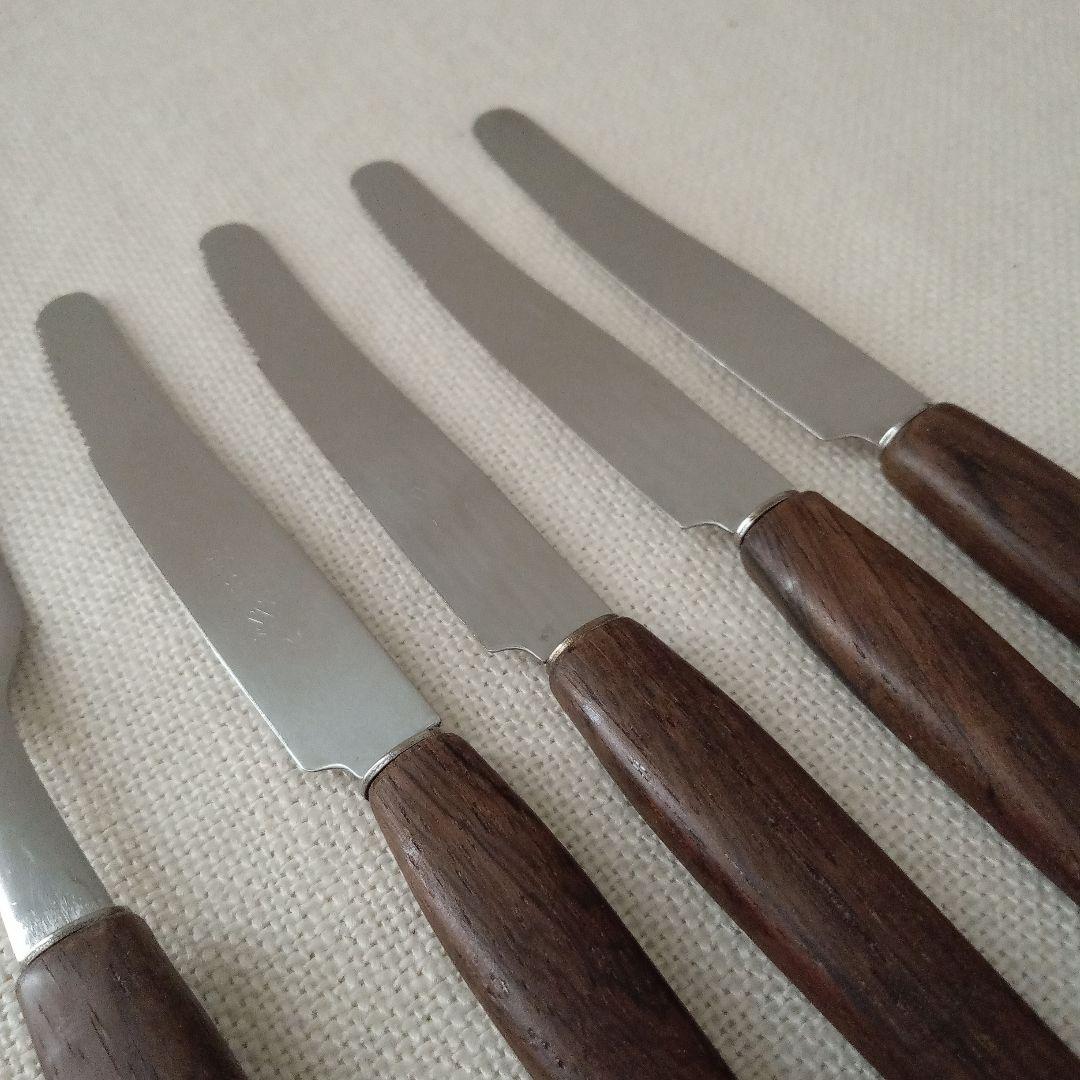 ドイツ・ゾーリンゲン／チークハンドルのフォーク＆ナイフ 8本セット／ヴィンテージ