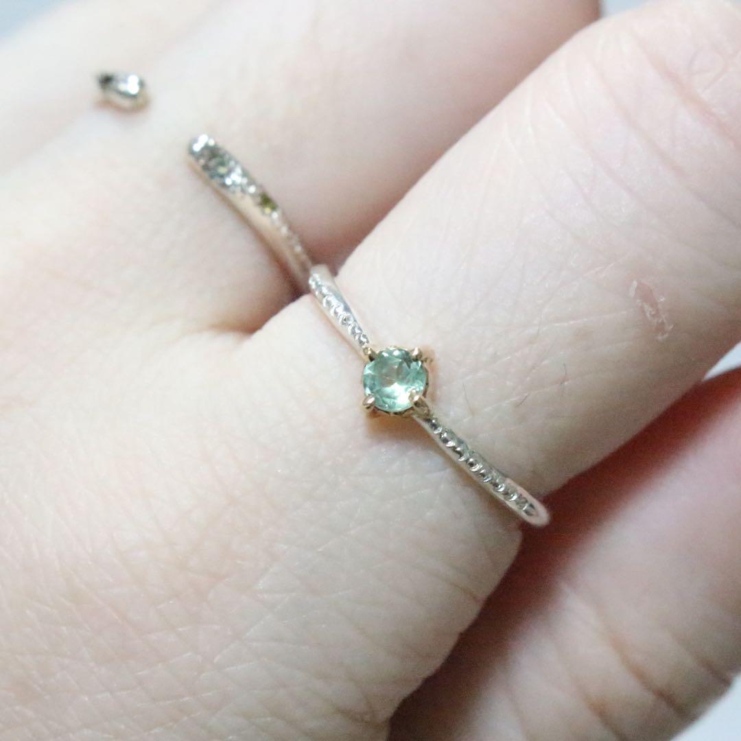 強蛍光！希少なバナジウムクリソベリル！K10枠と小ワッカのシルバーリング約10号