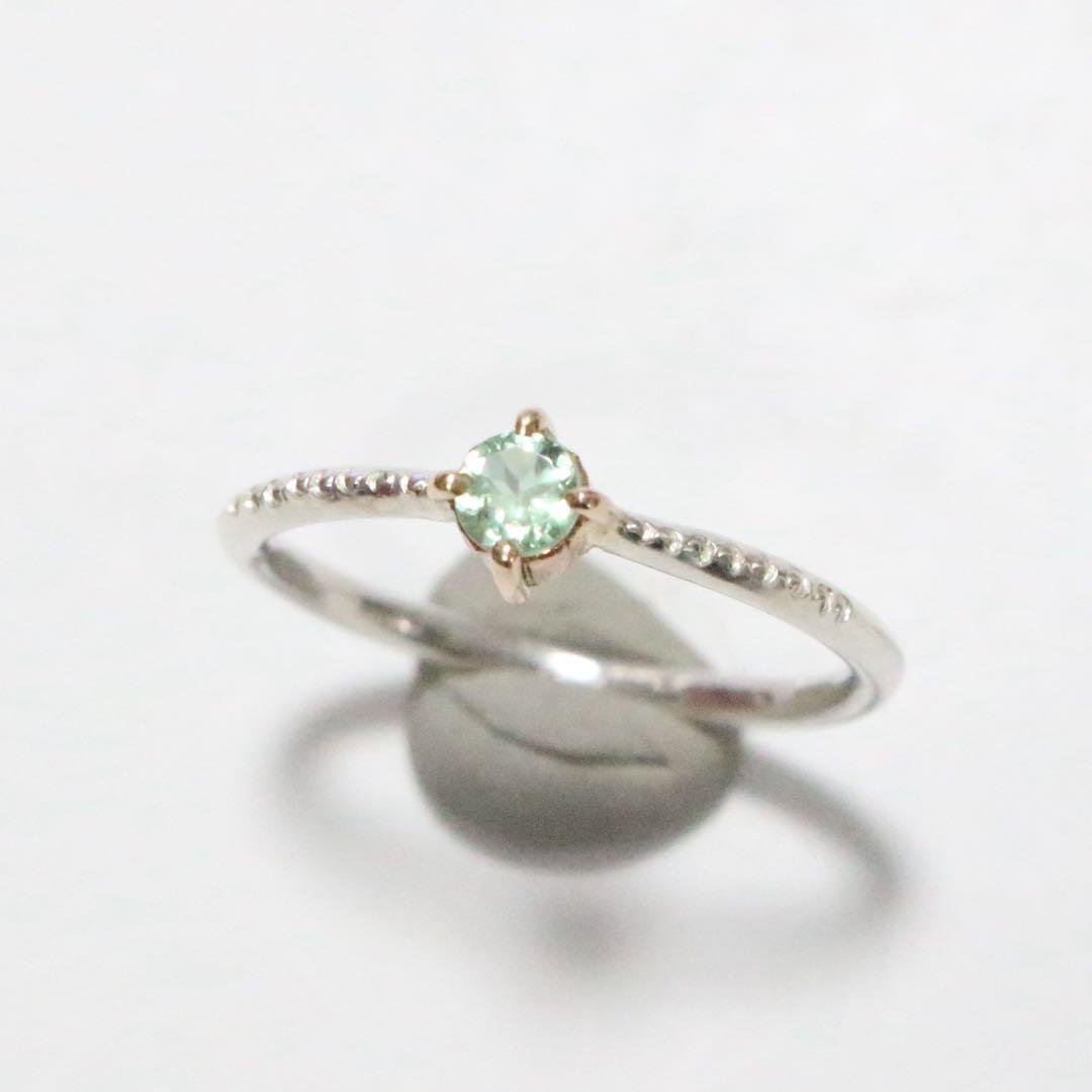 強蛍光！希少なバナジウムクリソベリル！K10枠と小ワッカのシルバーリング約10号