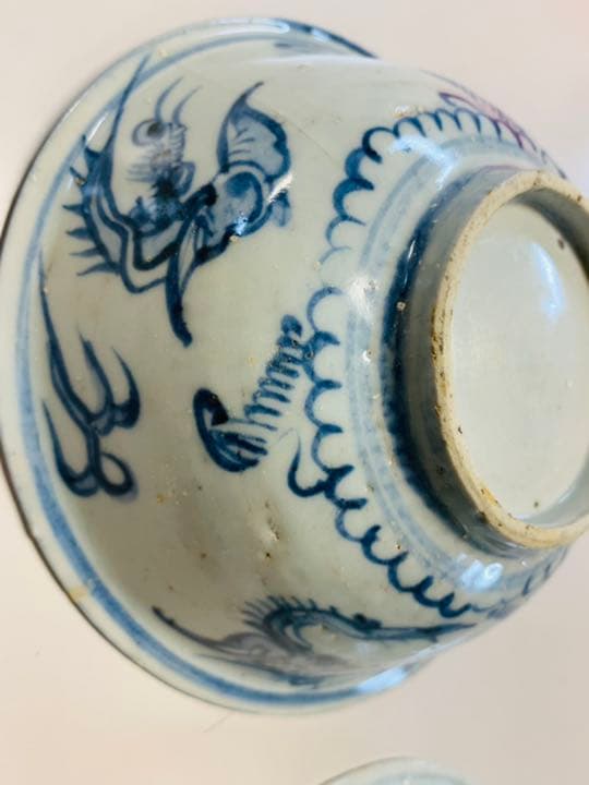 中国明時代早期と晩期染付お茶碗各1点（まとめ)