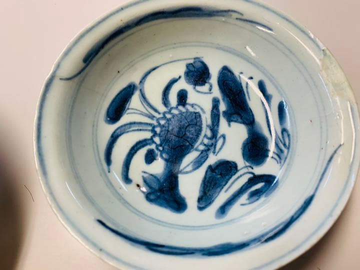 中国明時代早期と晩期染付お茶碗各1点（まとめ)