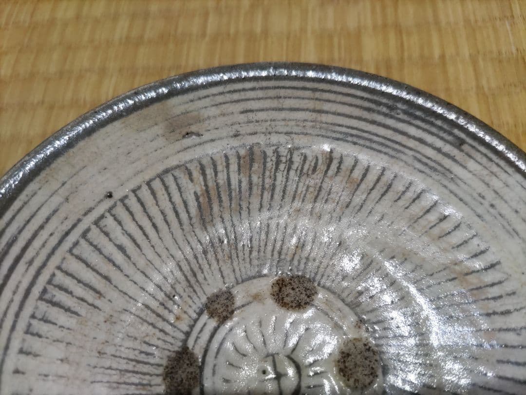 李朝　刷毛三嶋　皿（13.4cm）良品！