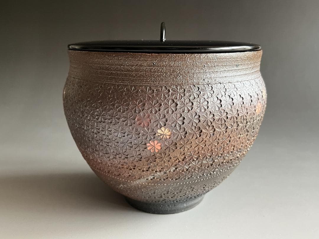 伊賀桔梗窯　印華象嵌文　水指　梅田正弘　堀内宗完　兼中斎　書付　茶道具　表千家