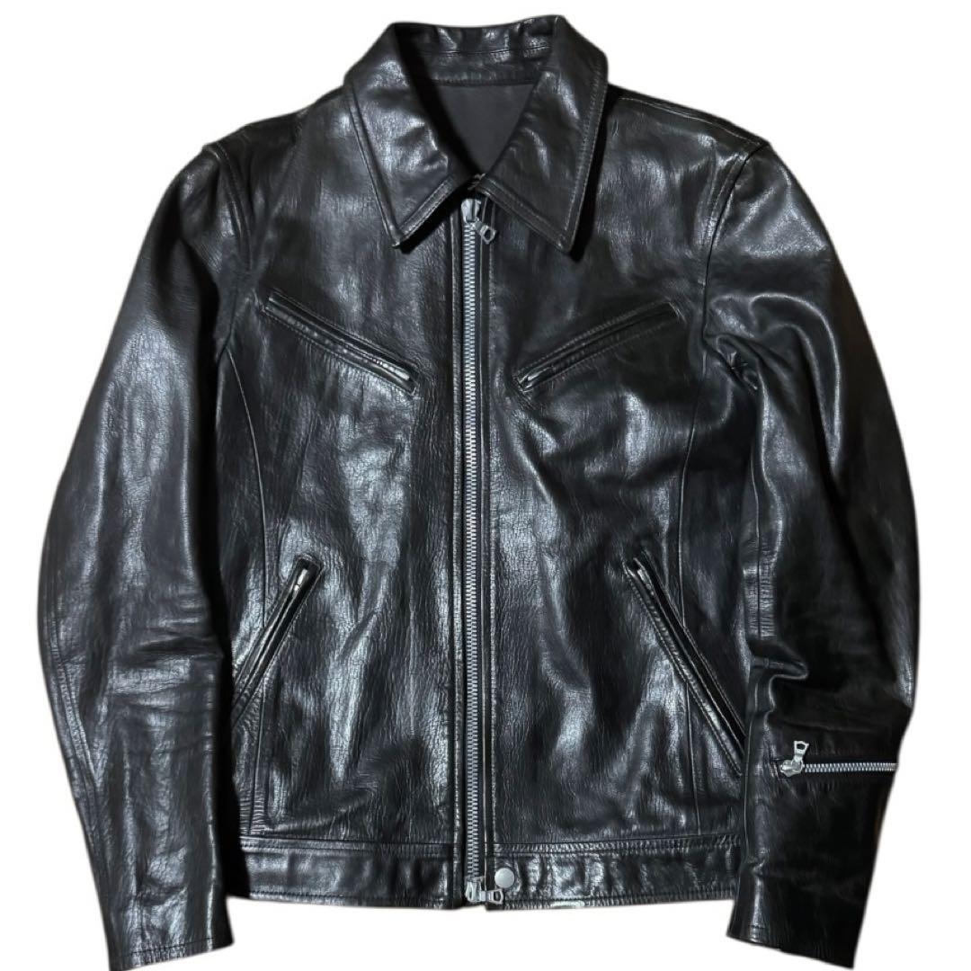 稀少 BACKLASH×ROLL バック刺繍 シングルライダースジャケット 黒