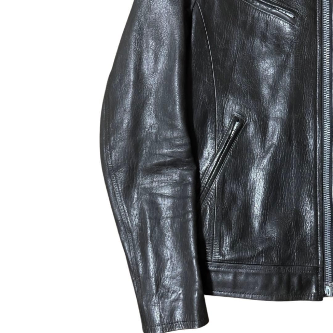 稀少 BACKLASH×ROLL バック刺繍 シングルライダースジャケット 黒