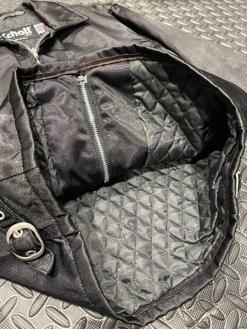 schott！！美品シングルライダース　ナイロンジャケット！メンズS ブラック