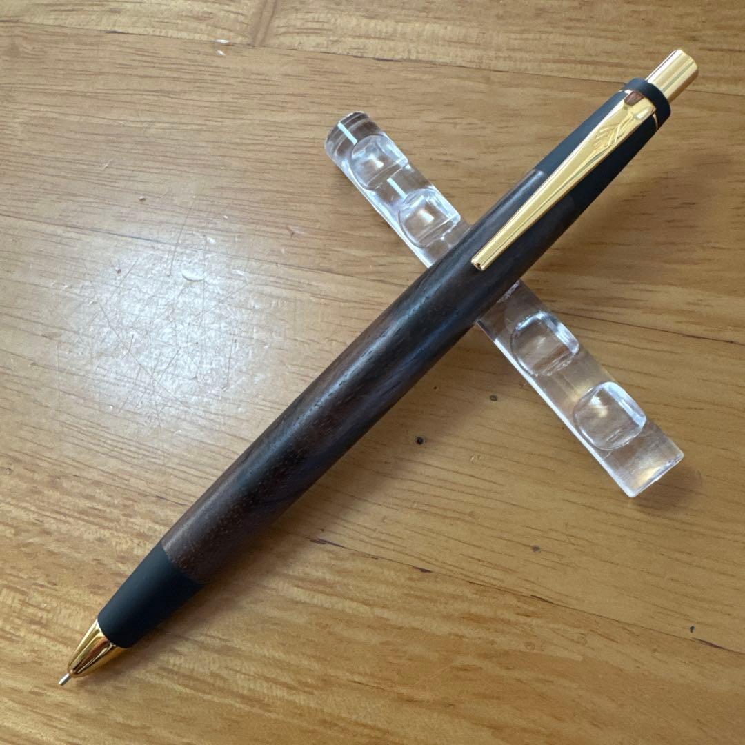 新品 野原工芸 シャーペン インドローズウッド 新型 ゴールド金具 付属品完備