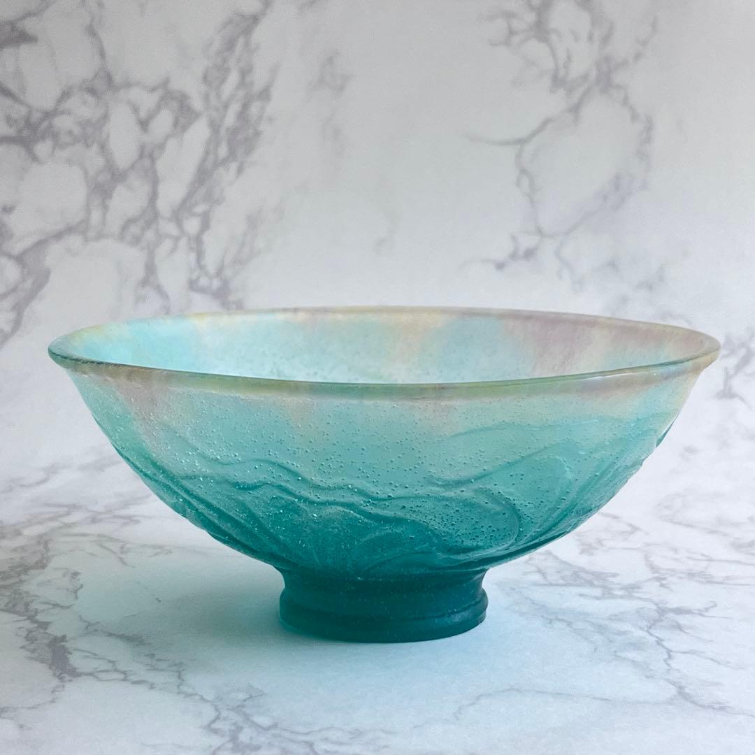 Daum France パートドヴェール ボウル 抹茶茶碗 グリーン系 未使用