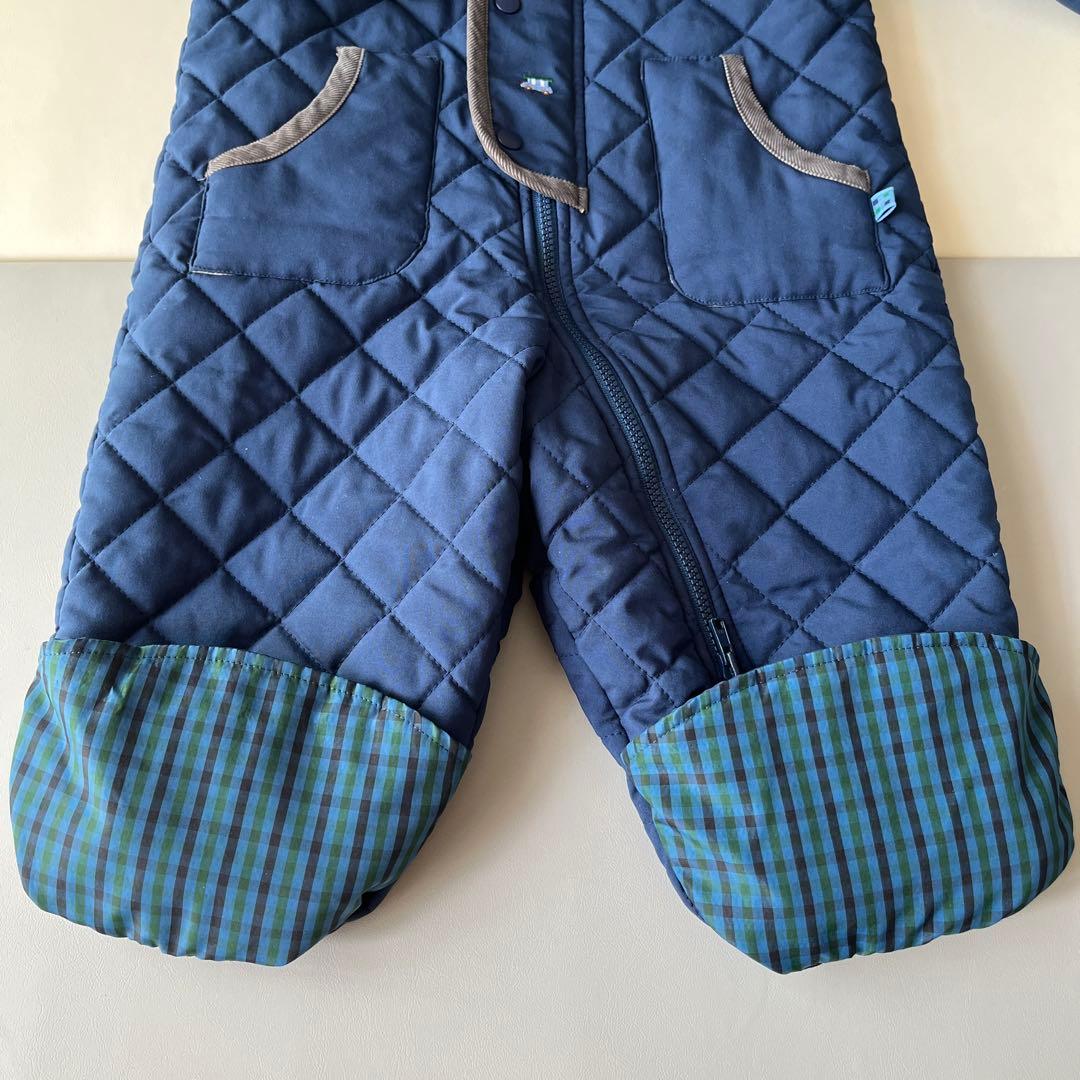 ファミリア ネイビー キルティング アウター ジャンプスーツ 80 ロンパース