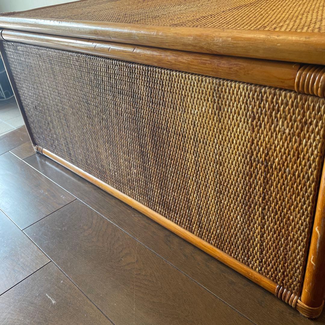 ヴィンテージ ラタンベンチ ラタン家具 籐家具 収納ベンチ 2人掛け レトロ