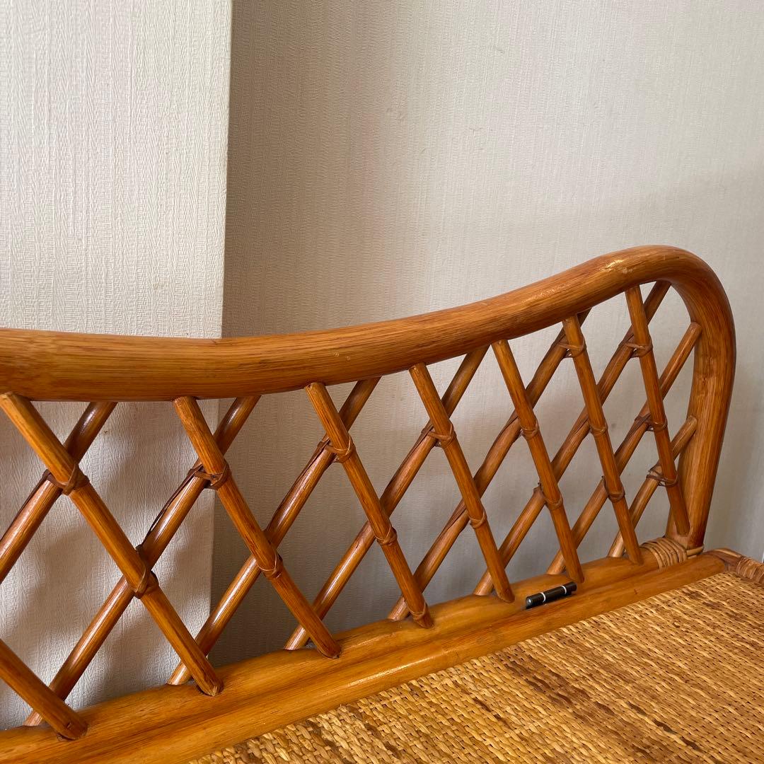 ヴィンテージ ラタンベンチ ラタン家具 籐家具 収納ベンチ 2人掛け レトロ