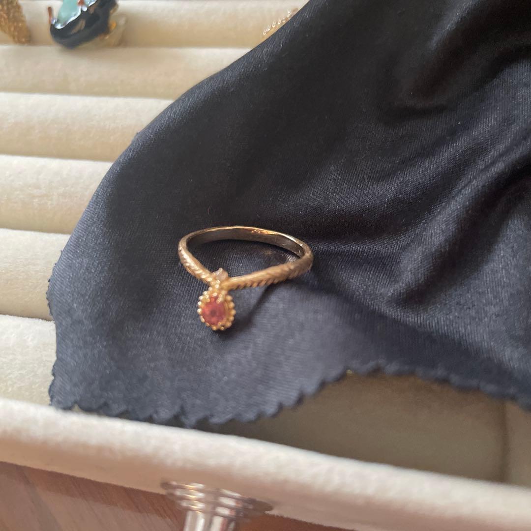 ゴールド ピンクストーン リング10金　11号
