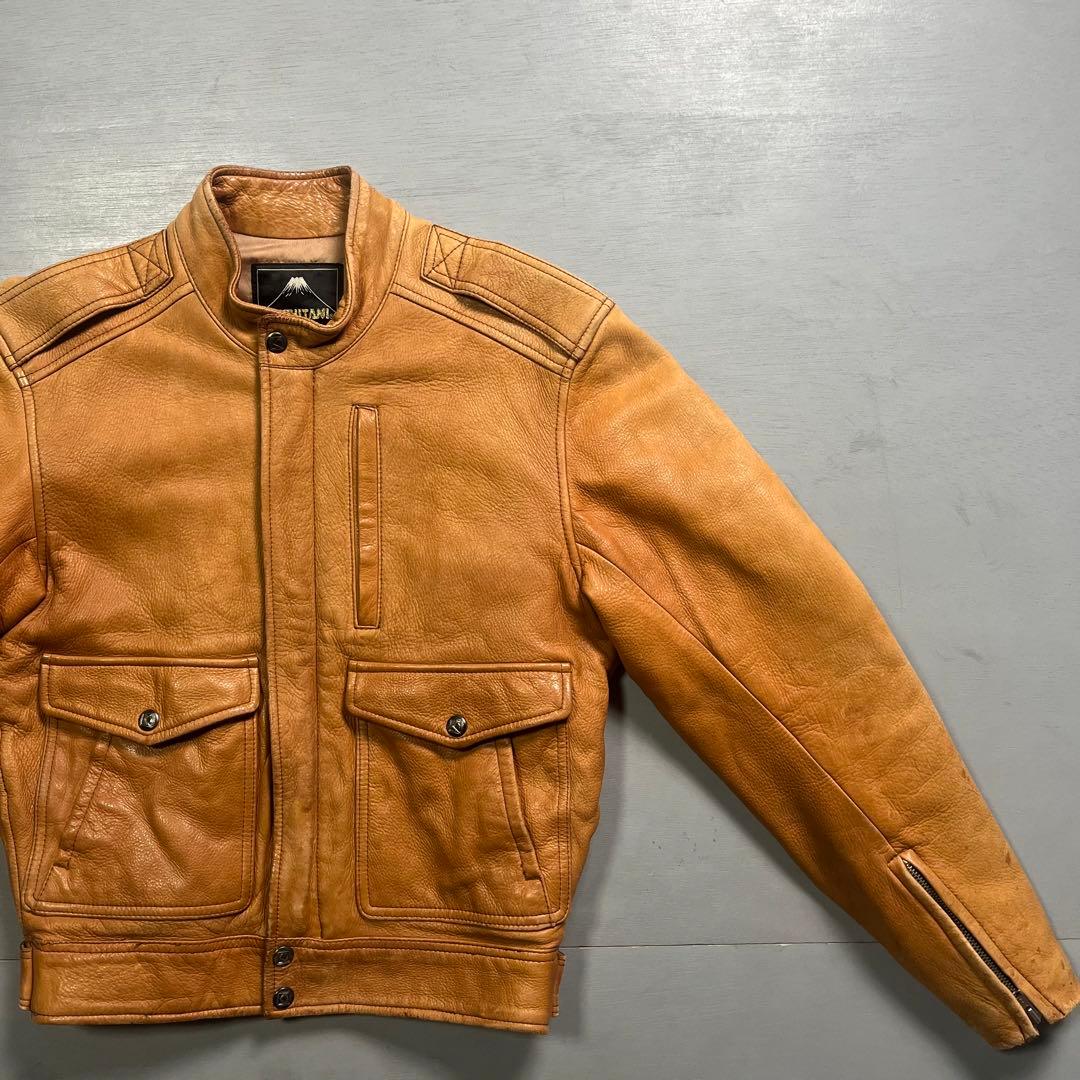 KUSHITANI シングルライダースジャケット　本革　オールレザー　短丈　S