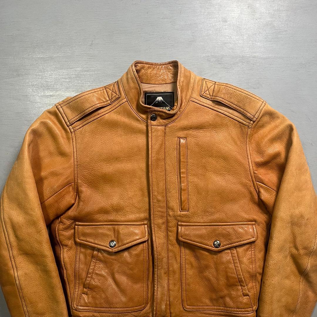 KUSHITANI シングルライダースジャケット　本革　オールレザー　短丈　S