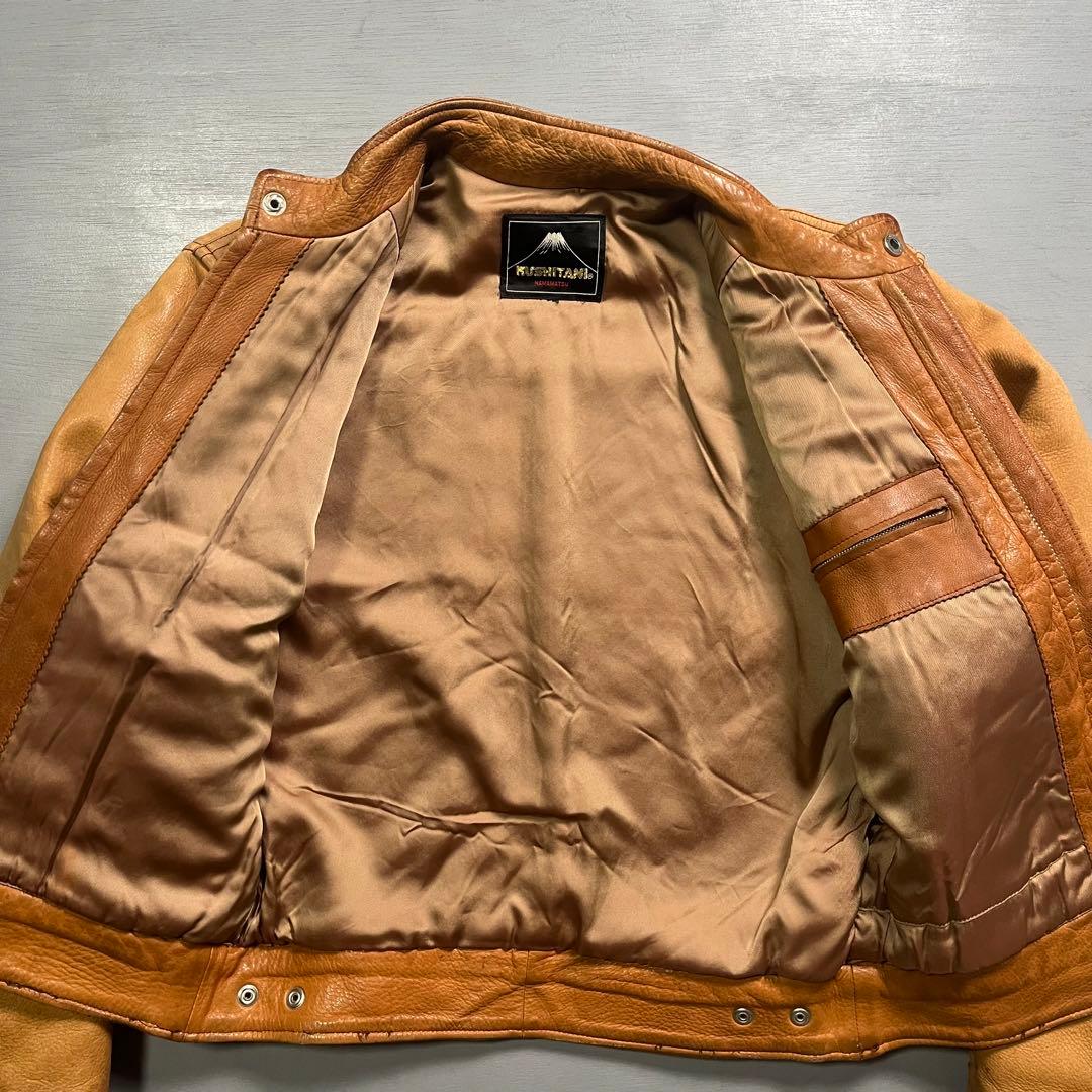 KUSHITANI シングルライダースジャケット　本革　オールレザー　短丈　S