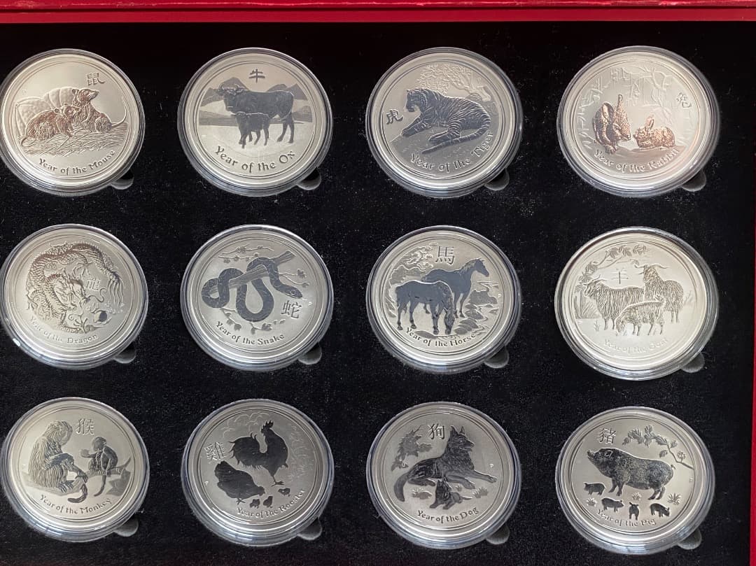 オーストラリア干支シリーズ２ 2008-2019年銀貨1オンス x 12枚セット