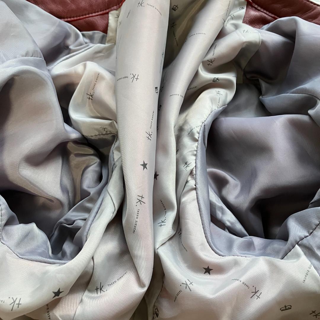 美品◎タケオキクチ 羊革 ラムレザージャケット ライダース ボルドー L