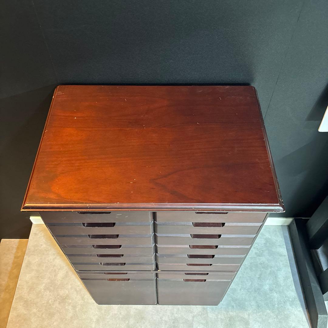 木製（桐製）収納タンス 書類整理棚 チェスト 8段16引き出し箪笥 書庫