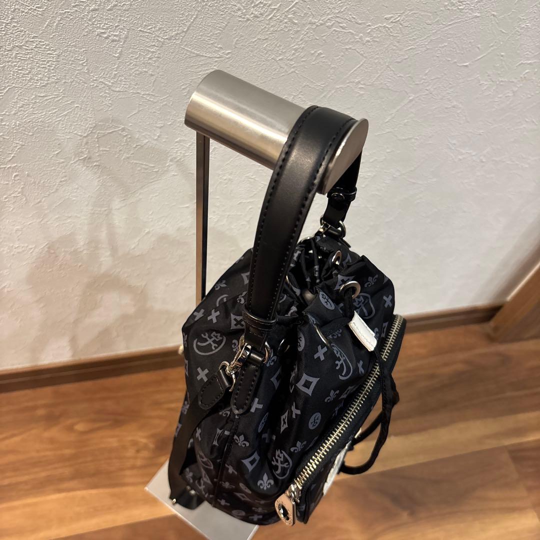 【美品】カステルバジャック 2way ミニ 巾着 ショルダーバッグ 総柄デザイン