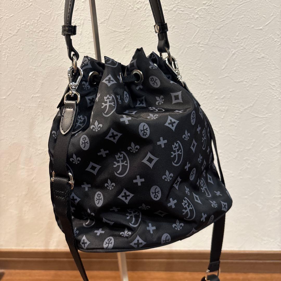 【美品】カステルバジャック 2way ミニ 巾着 ショルダーバッグ 総柄デザイン