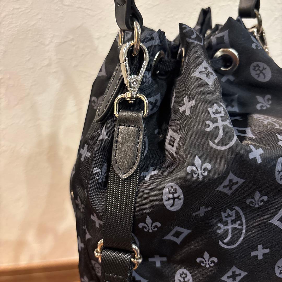 【美品】カステルバジャック 2way ミニ 巾着 ショルダーバッグ 総柄デザイン