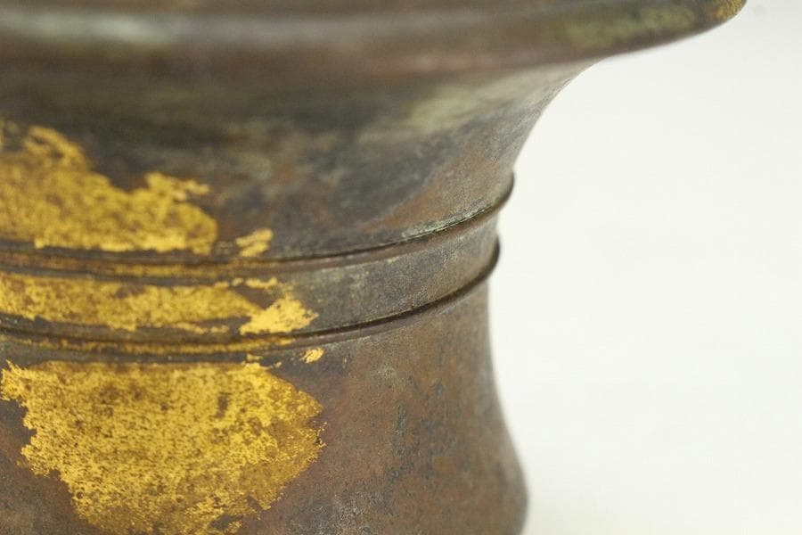 蔵六造 飛金 刻 霊芝 青銅 香炉 在名(K-XA807)