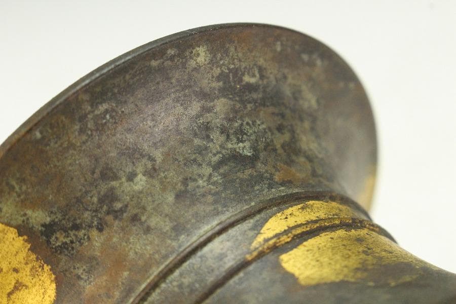 蔵六造 飛金 刻 霊芝 青銅 香炉 在名(K-XA807)