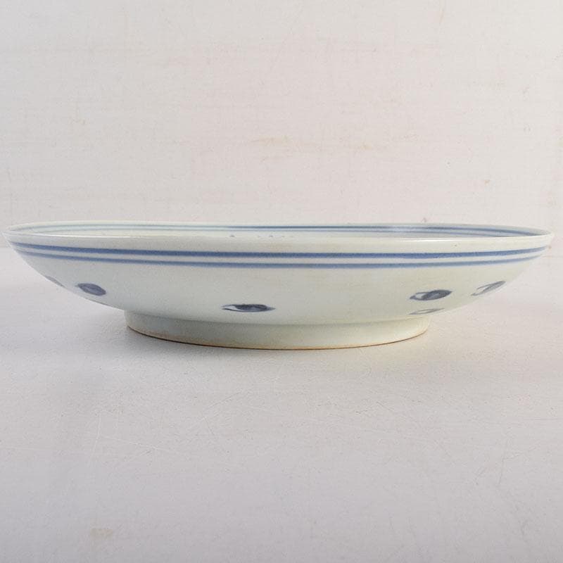 中国　天啓年製　青花　山水人物文盤　皿　V　R8823