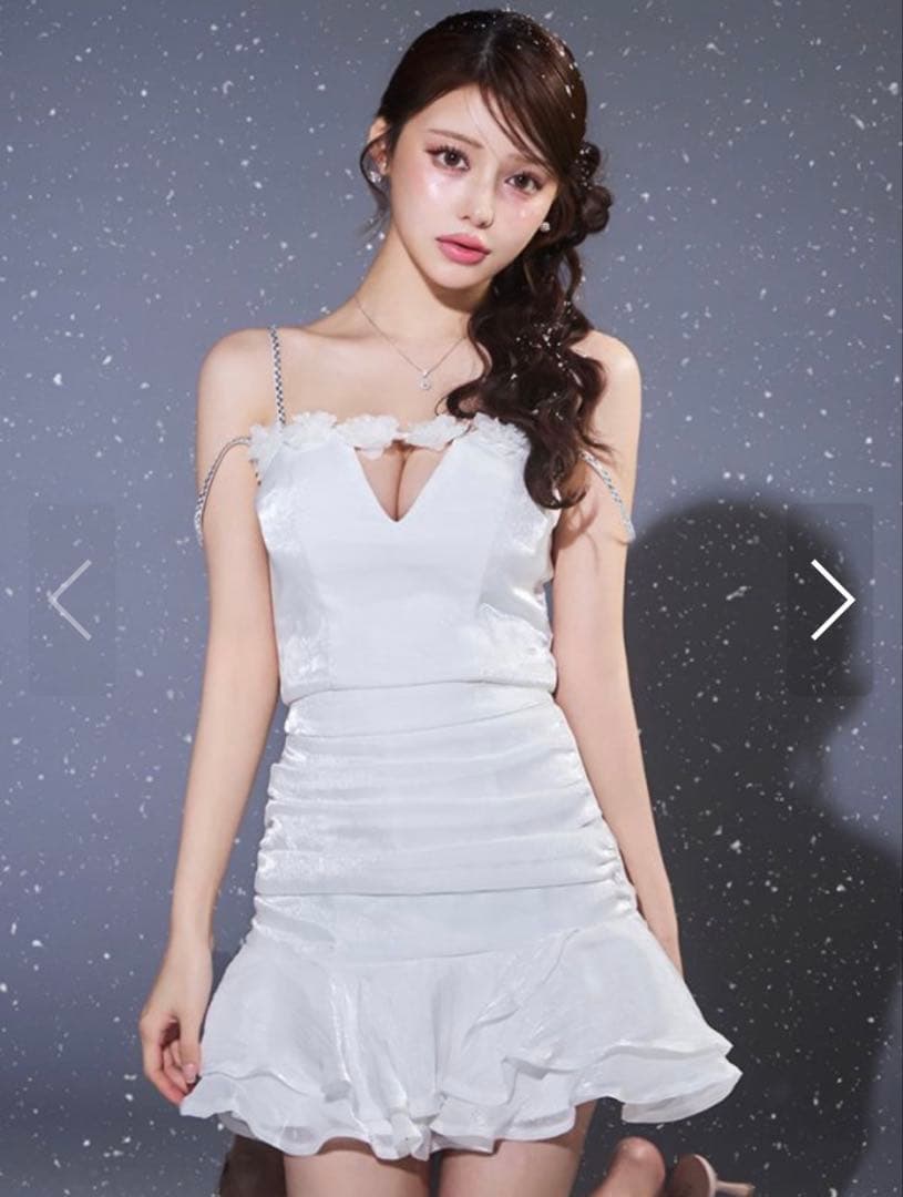 【即日発送】フラワーモチーフキャミセットアップミニドレス キャバドレス