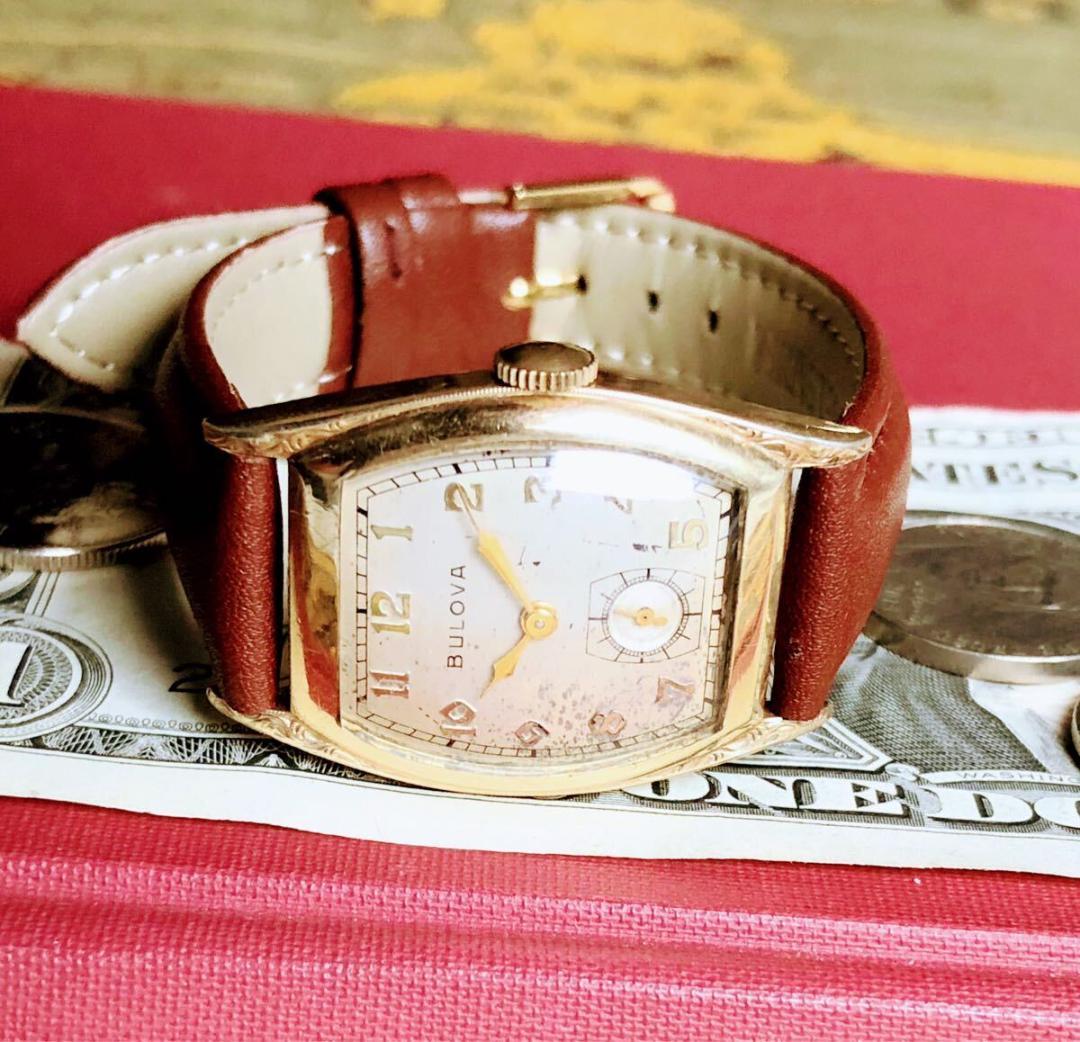 #3800【渋くてお洒落】メンズ 腕時計 ブローバ 動作品 アンティーク 手巻き