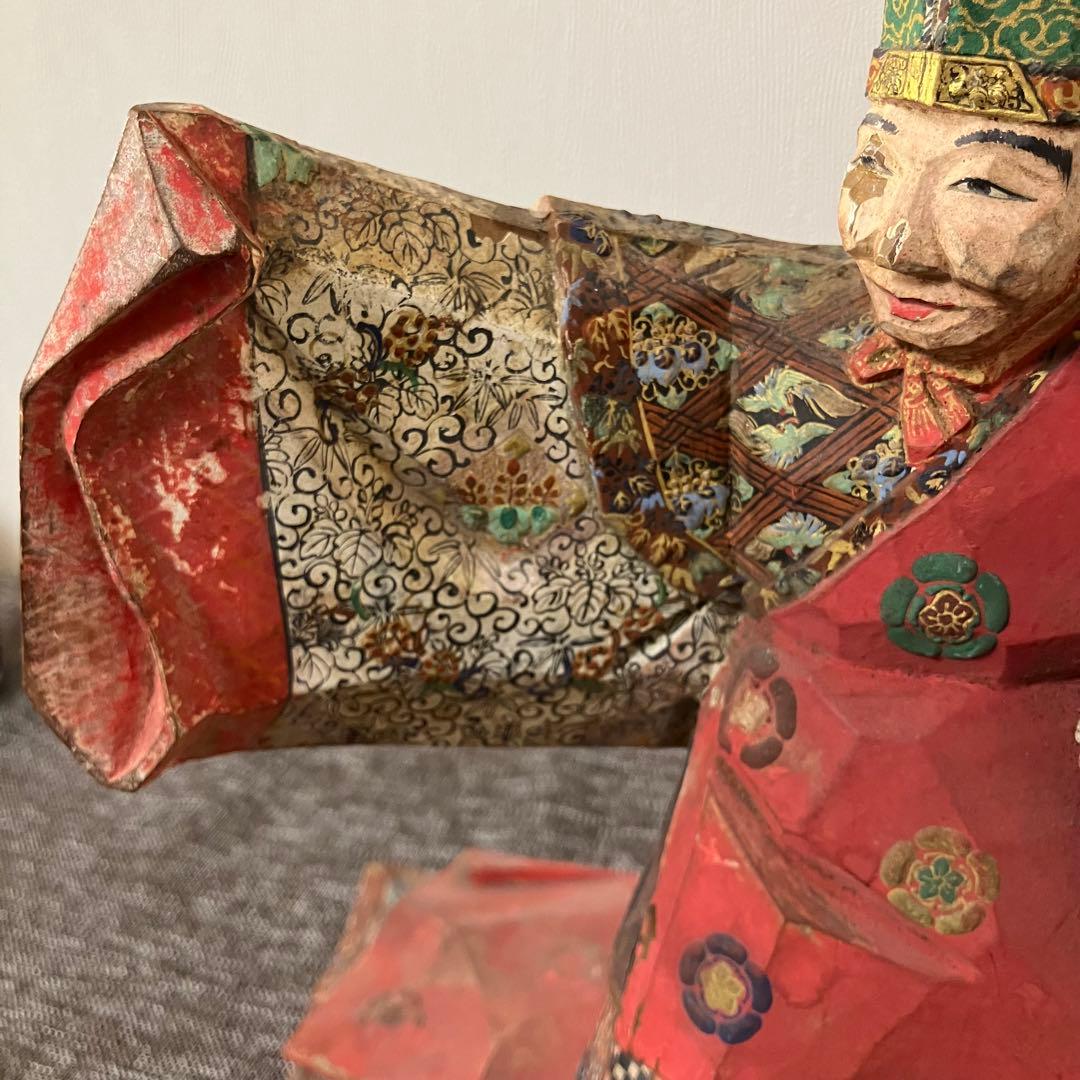 奈良一刀彫　名工竹林薫風作　舞楽人形　春日大社　骨董　古道具　奈良蔵出　森川杜園