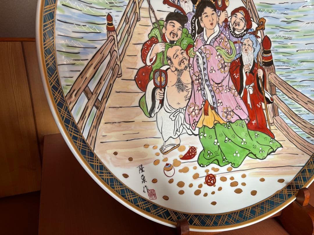 隆泉作　直径60cm 飾り皿　特大絵皿