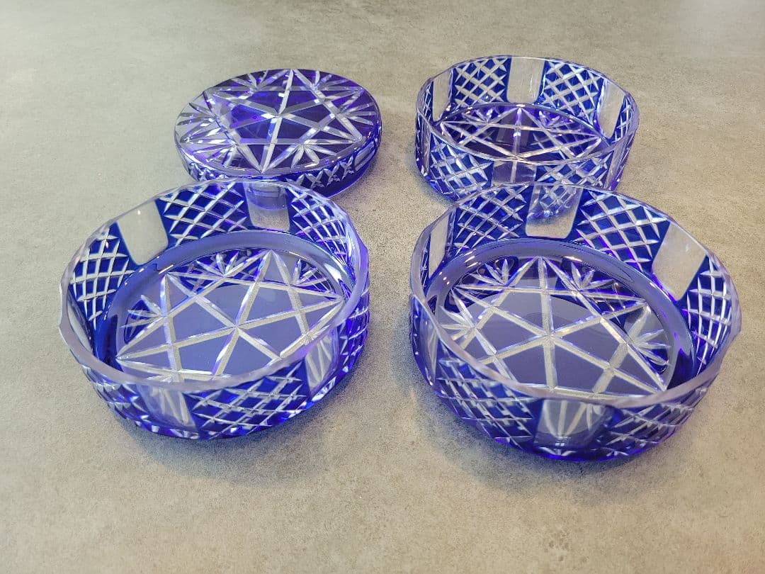 【貴重】切子　ガラス器　三段重