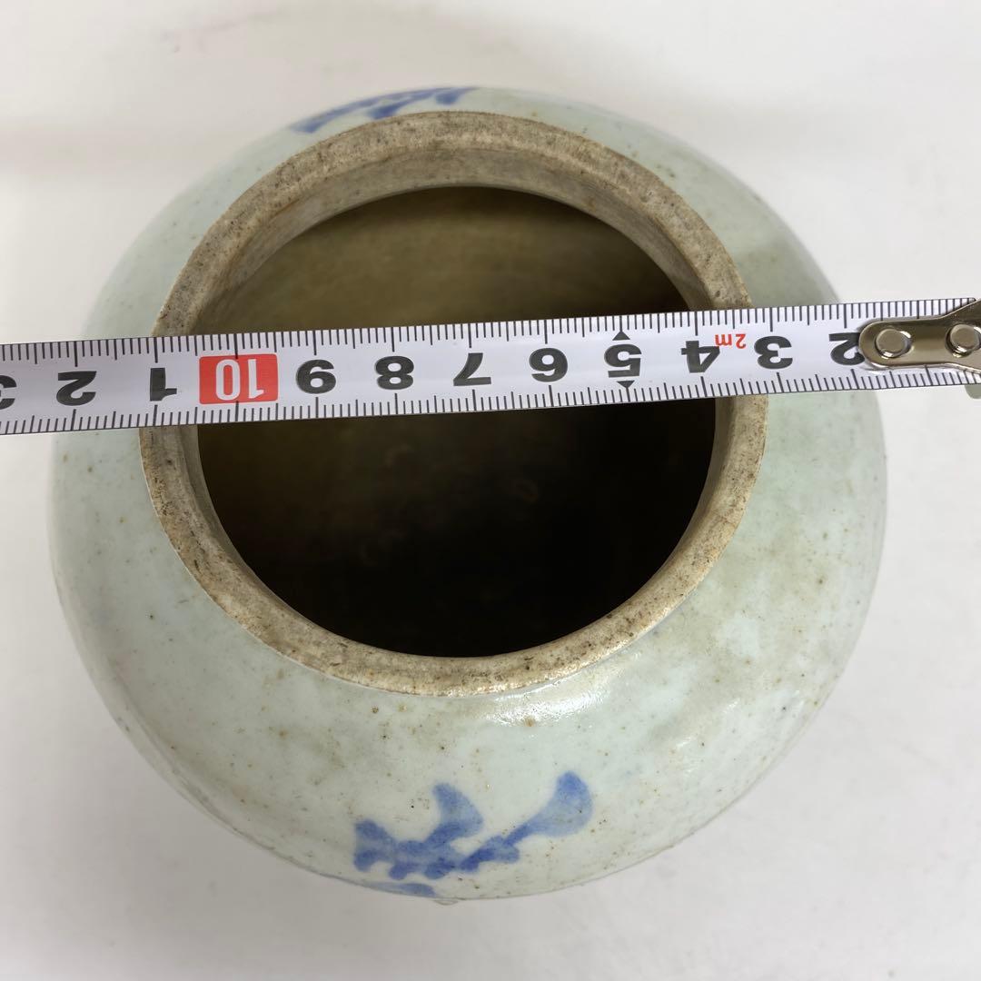 李朝　染付壺　高さ約12.2㎝ トヒチ　東さ8-0107☆2F