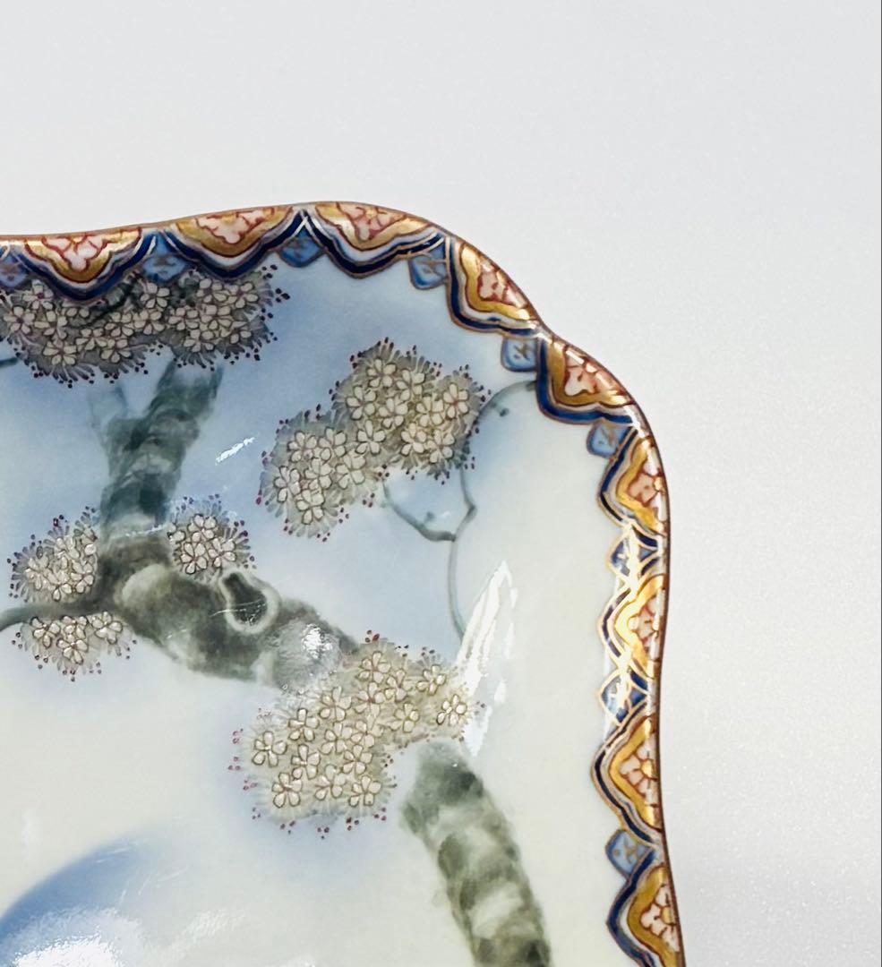 専用 明治末 大正 香蘭社 高級食器 色絵金彩桜樹鮎文 高台皿