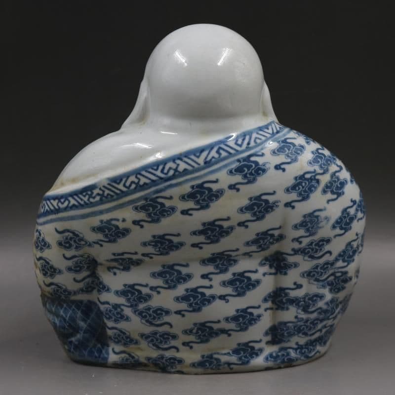 青花弥勒仏像 陶磁器 美術品 装飾品 工芸品 置物