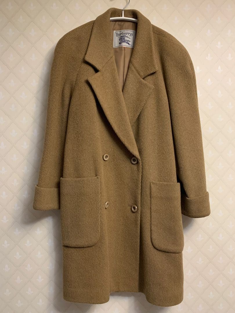 セール中美品　バーバリー　ウールコート　11号　キャメル　チェスター