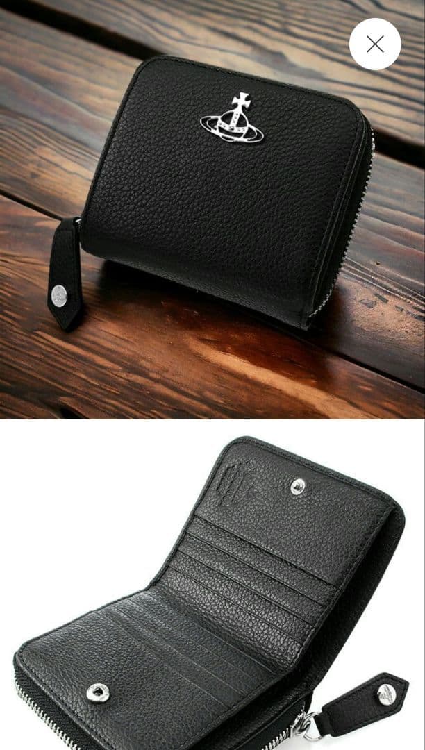 ヴィヴィアン　 二つ折り財布　黒　シルバー