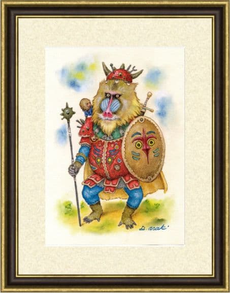【原画】『ルドリー将軍』（マンドリル　猿　絵画　パステル画）