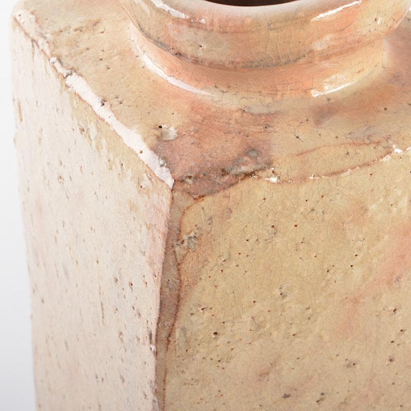 萩焼　十三代　田原陶兵衛作　菱花入　共布　共箱　V　R7158