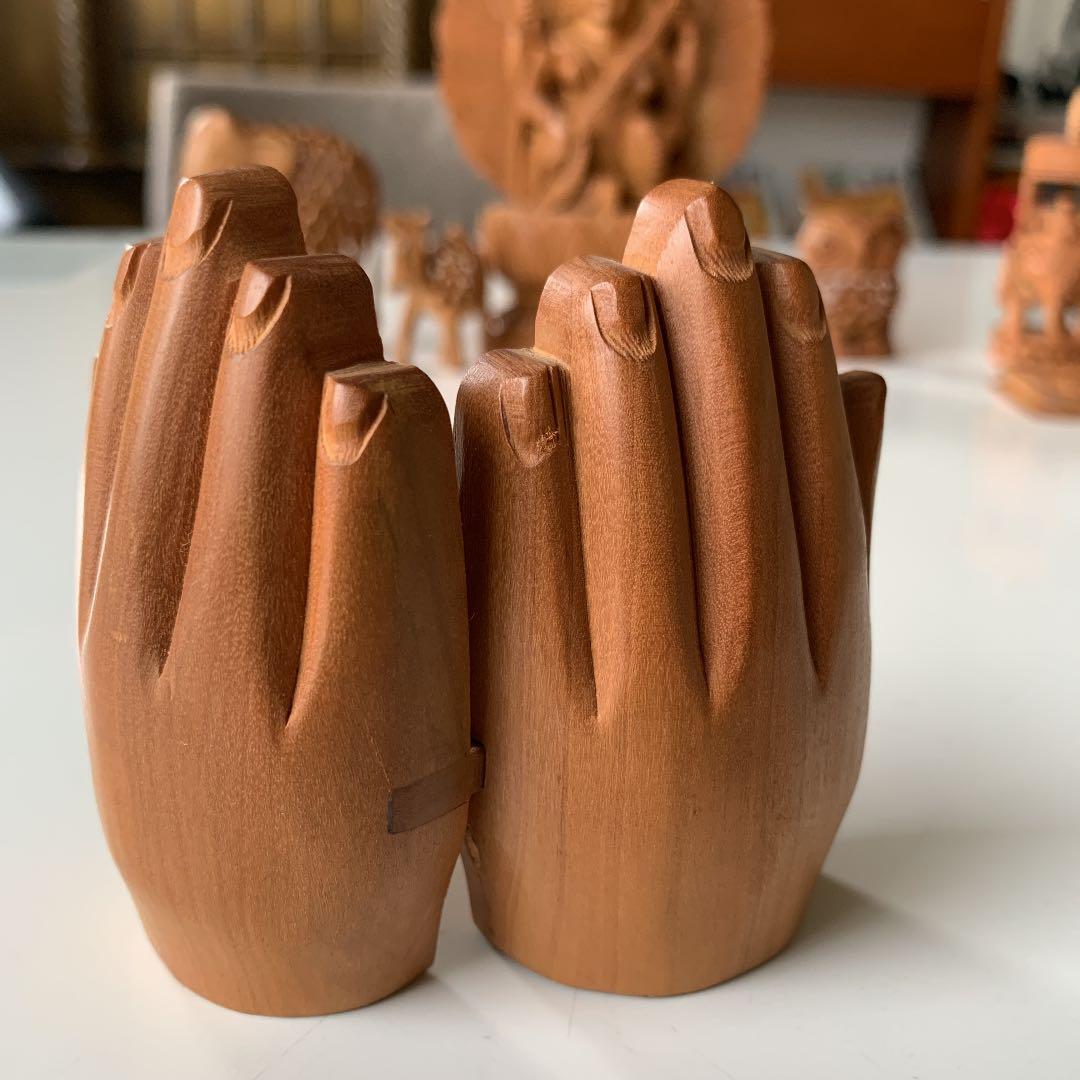 [希少] 白檀　合掌　ガネーシャ　手彫り