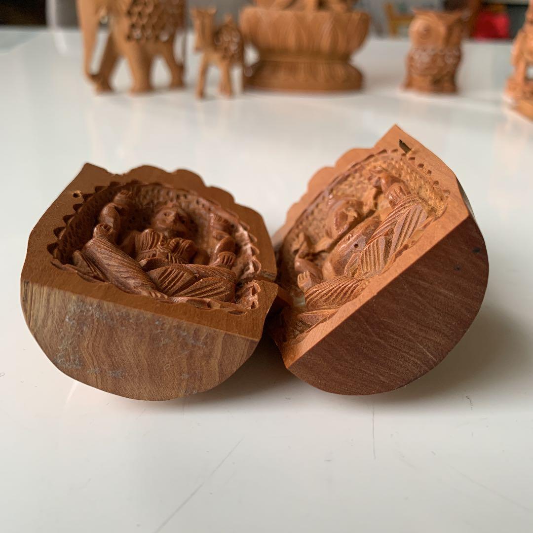 [希少] 白檀　合掌　ガネーシャ　手彫り