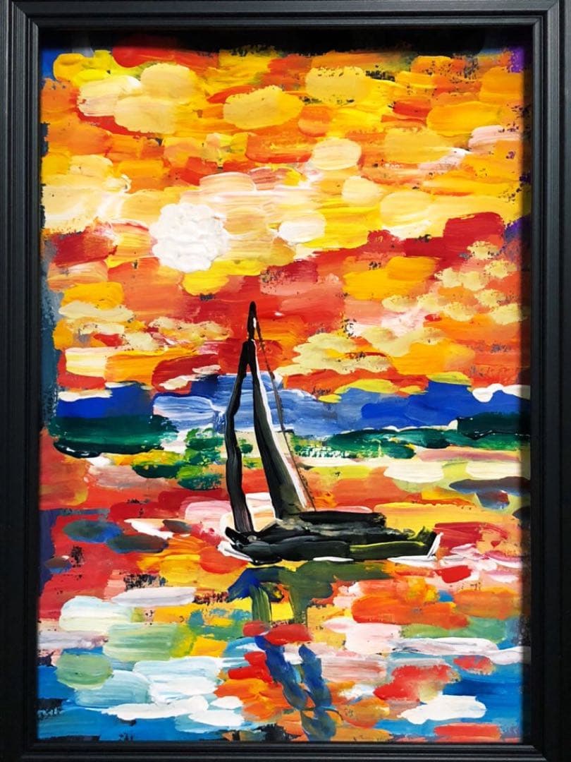 A4サイズ　絵画　黄金色の海　micchan作