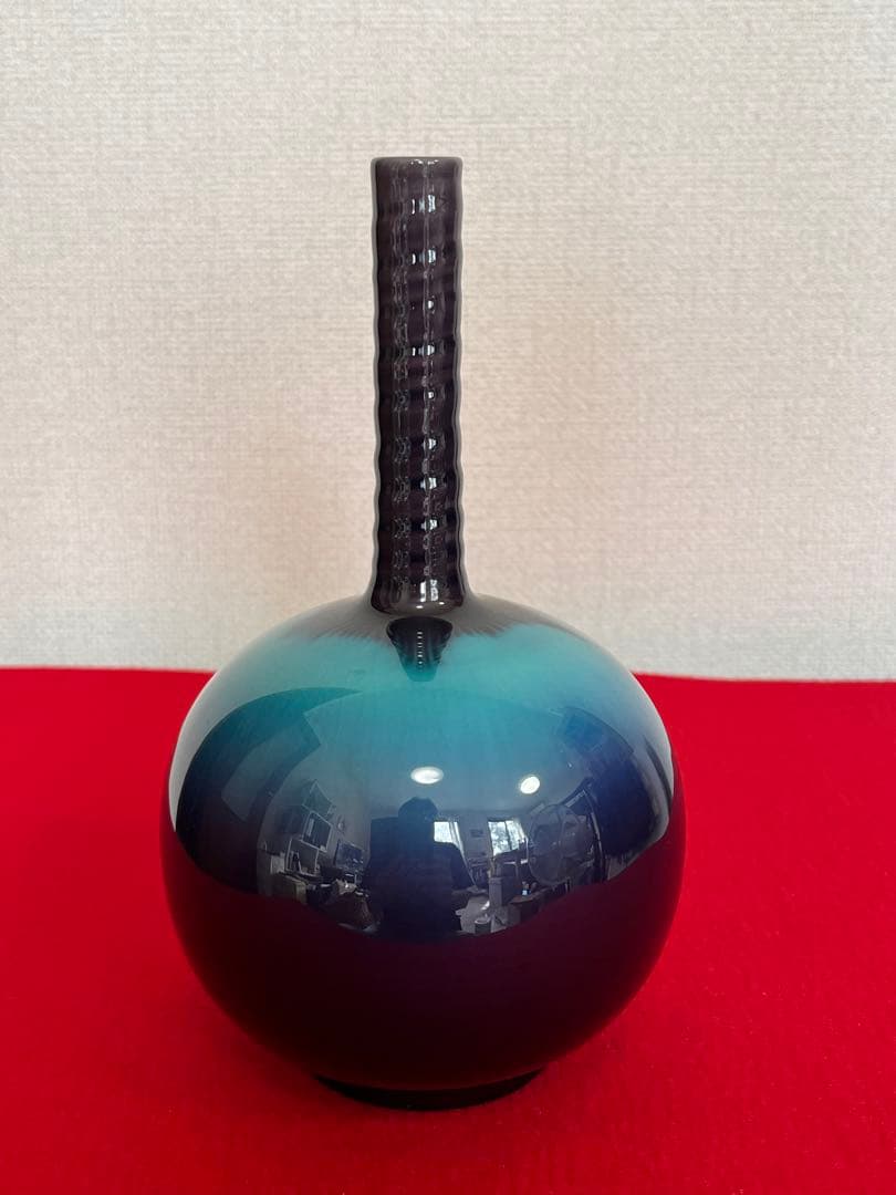 人間国宝 柳雨軒 三代 徳田八十吉 花入 管理T292 共箱 共布 陶歴付