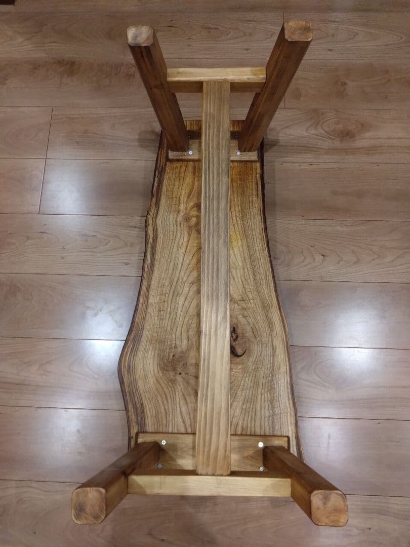 栗のベンチ78　しょうちゃん❕いい栗の耳付き一枚板で杢目が綺麗ですよ